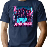 Kpop Demon Huntersk-Pop Demon Hunters Supernatural Idol Warriors Art Print - Unique K-Pop (2) T-Shirt for Men & Women, T-Shirts Graphic Tee - Navy