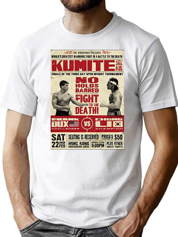 Kumite Fight Poster T-Shirt for Men & Women, T-Shirts Graphic Tee - White