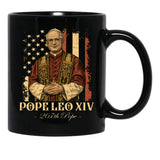 Leo Xiv Papal Peace In The 22Nd Century Black Coffee Mug - Black