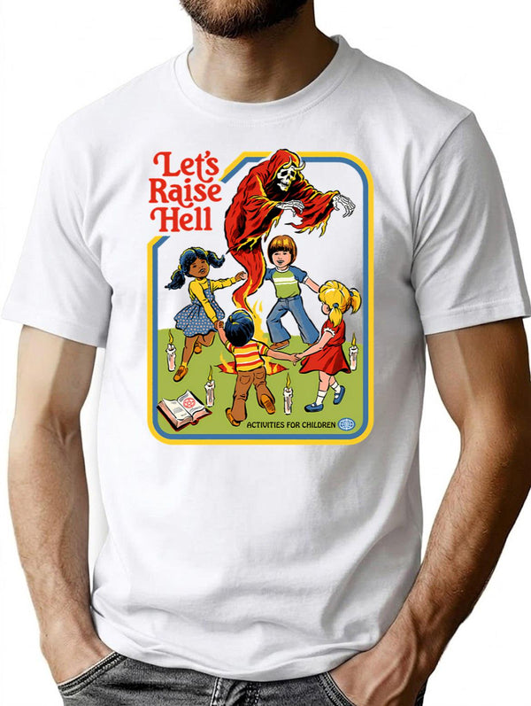 Let'S Raise Hell T-Shirt for Men & Women, T-Shirts Graphic Tee - White