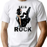Lets Rock T-Shirt for Men & Women, T-Shirts Graphic Tee - White