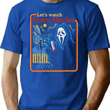 Lets Watch Scary Movies Scream Horror Active T-Shirt for Men & Women, T-Shirts Graphic Tee - Blue