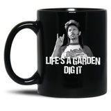 Life'S A Garden Dig It Retro Gift For Fans Black Coffee Mug
