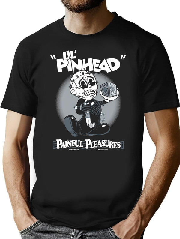 Lil' Pin Head - Creepy Cute Vintage Cartoon Horror - Rubberhose T-Shirt for Men & Women, T-Shirts Graphic Tee - Black