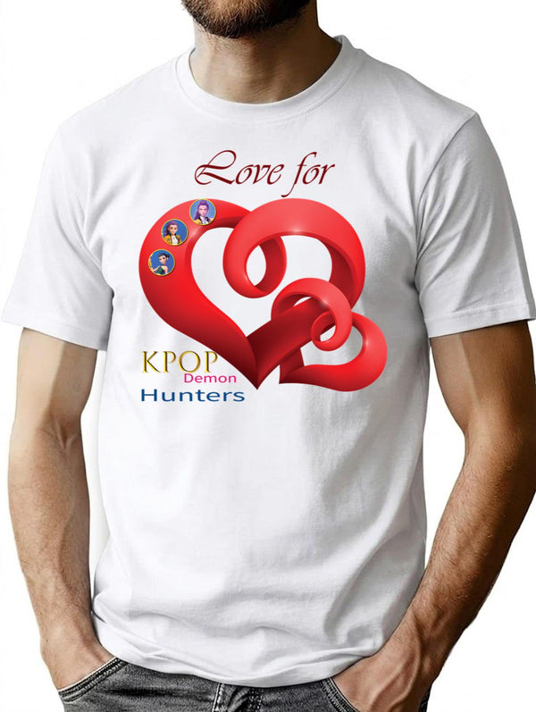 Love For Kpop Demon Hunters Kdh T-Shirt for Men & Women, T-Shirts Graphic Tee - White