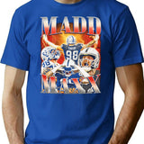 Madd Maxx Football Vintage Retro Bootleg 90S Style Bootleg Graphic T-Shirt - Blue