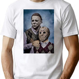 Michael Myers And Jason Voorhees Step Brothers Movie Funny T-Shirt for Men & Women, T-Shirts Graphic Tee - White