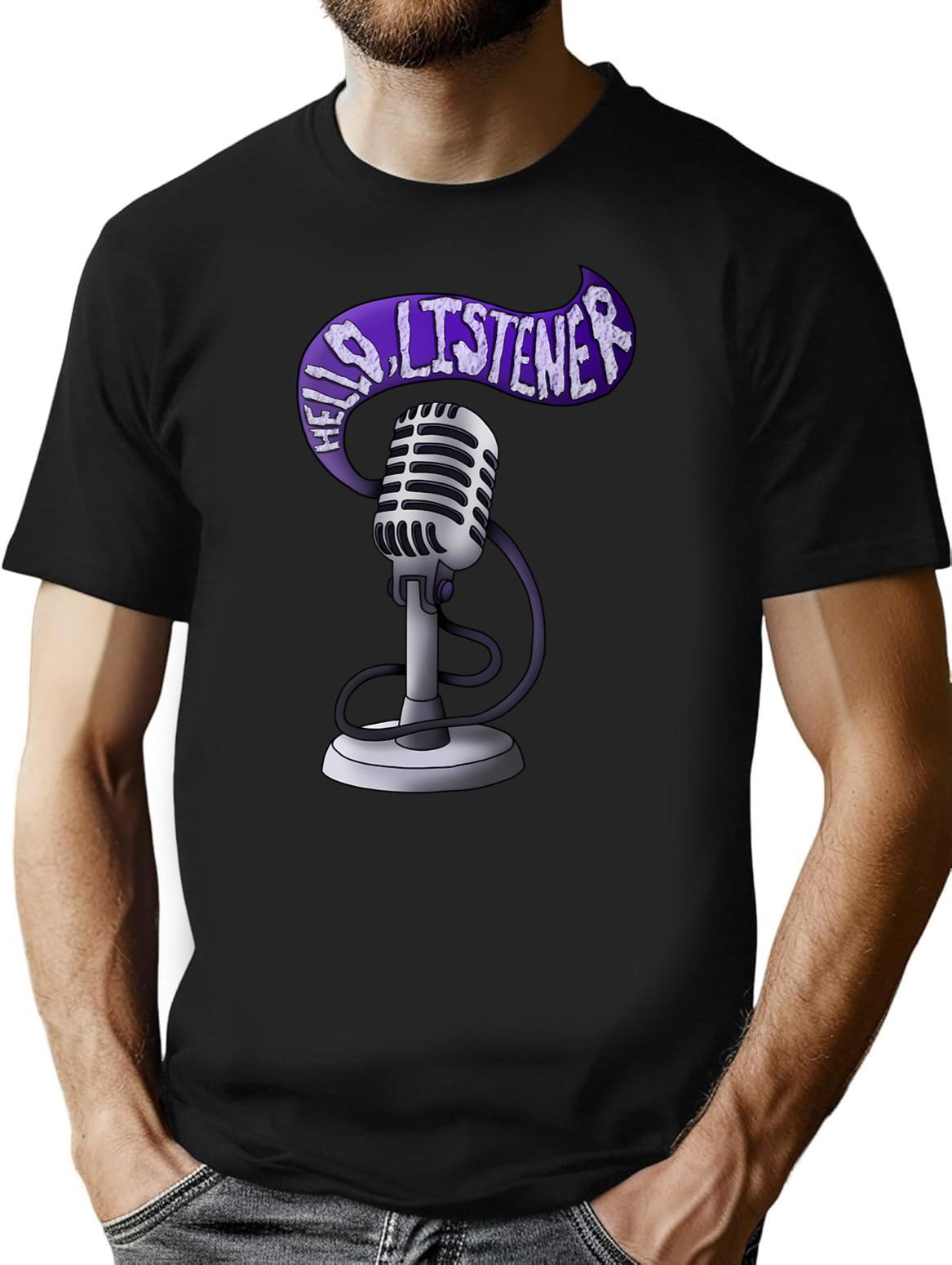 Microphone Static T-Shirt for Men & Women, T-Shirts Graphic Tee - Black