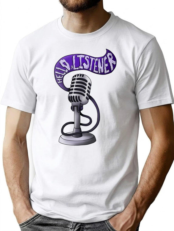 Microphone Static T-Shirt for Men & Women, T-Shirts Graphic Tee - White