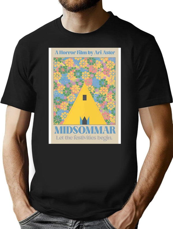 Midsommar Poster Throw Blanket Metal Print Tapestry T-Shirt for Men & Women, T-Shirts Graphic Tee - Black