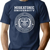 Miskatonic University Crest White - Hp Lovecraft T-Shirt for Men & Women, T-Shirts Graphic Tee - Navy