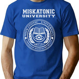 Miskatonic University Crest White - Hp Lovecraft T-Shirt for Men & Women, T-Shirts Graphic Tee - Blue
