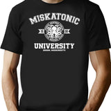 Miskatonic University (White Print) T-Shirt for Men & Women, T-Shirts Graphic Tee - Black