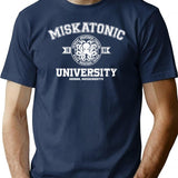 Miskatonic University (White Print) T-Shirt for Men & Women, T-Shirts Graphic Tee - Navy