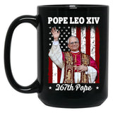 New Pope Leo Xiv Robert Prevost American Flag Black Coffee Mug