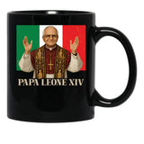 Papa Leone Xiv Italy Flag Cardinal Robert Prevost Pope Leo 14 Black Coffee Mug - Black