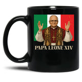 Papa Leone Xiv Italy Flag Cardinal Robert Prevost Pope Leo 14 Black Coffee Mug