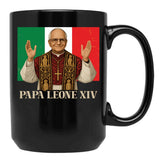 Papa Leone Xiv Italy Flag Cardinal Robert Prevost Pope Leo 14 Black Coffee Mug - Black