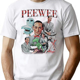 Peewee Herman Collage Bootleg Graphic T-Shirt - White
