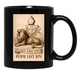 Pope Leo Xiv The Heraldic Lion Black Coffee Mug - Black