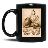 Pope Leo Xiv The Heraldic Lion Black Coffee Mug