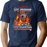 Possum Fighting Demons Bootleg Graphic T-Shirt - Navy