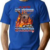 Possum Fighting Demons Bootleg Graphic T-Shirt - Blue