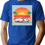 Retro Car Bootleg Graphic T-Shirt - Blue