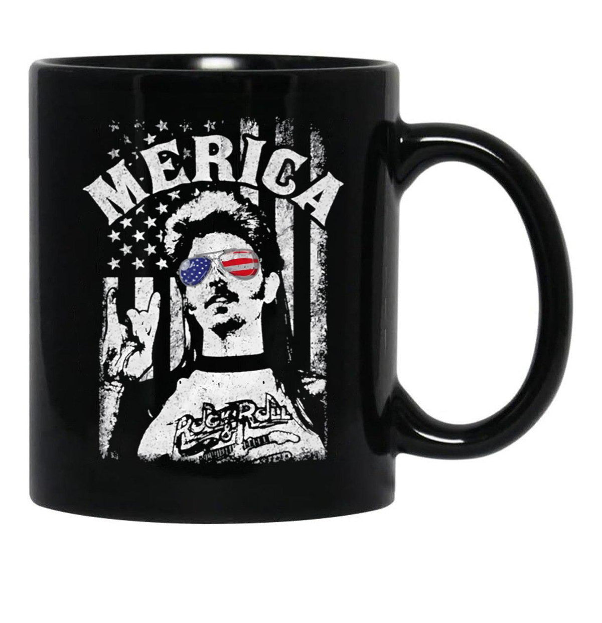 Retro Joe Dirt Merica Fire Works White Typography Quote Dang Men Women Black Coffee Mug - Black