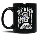 Retro Joe Dirt Merica Fire Works White Typography Quote Dang Men Women Black Coffee Mug