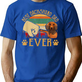 Retro Vintage Best Dachshund Dad Ever T-Shirt for Men & Women, T-Shirts Graphic Tee - Blue