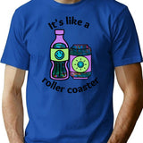 Roller Coaster - Funny Weird Bad Translation Error Bootleg Graphic T-Shirt - Blue