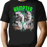 Sad Hamster With Big Eyes Bootleg Graphic T-Shirt - Black
