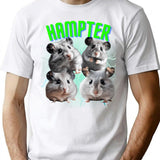 Sad Hamster With Big Eyes Bootleg Graphic T-Shirt - White