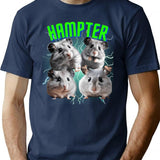 Sad Hamster With Big Eyes Bootleg Graphic T-Shirt - Navy