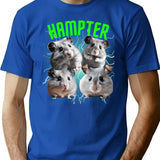 Sad Hamster With Big Eyes Bootleg Graphic T-Shirt - Blue