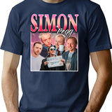 Simon Pegg - Retro Bootleg Bootleg Graphic T-Shirt - Navy