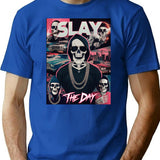 Slay The Day Bootleg Graphic T-Shirt - Blue
