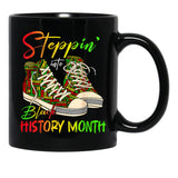 Steppin Black History Month Steppin' Into Juneteenth African American 2024 Black Coffee Mug - Black