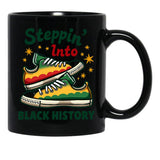 Steppin' Into Black History Sneakers Black Coffee Mug - Black