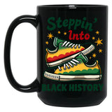 Steppin' Into Black History Sneakers Black Coffee Mug