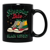 Steppin' Into Black History Black Coffee Mug - Black