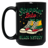 Steppin' Into Black History Black Coffee Mug