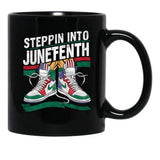 Steppin Into Junefenth Of Black Story Mug Black Coffee Mug - Black