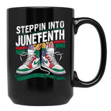 Steppin Into Junefenth Of Black Story Mug Black Coffee Mug - Black