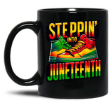 Steppin- Into Juneteenth Black History Black Coffee Mug