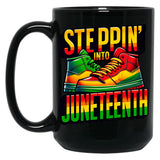 Steppin- Into Juneteenth Black History Black Coffee Mug