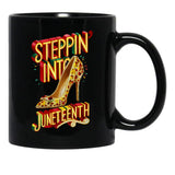 Steppin' Into Juneteenth Celebrating Freedom In Style Black Coffee Mug - Black