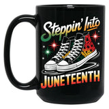 Steppin' Into Juneteenth Freedom Day Sneakers Mug Black Coffee Mug