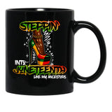 Steppin' Into Juneteenth Like My Ancestors Afrocentric Pride Freedom For Black Girls Black Coffee Mug - Black